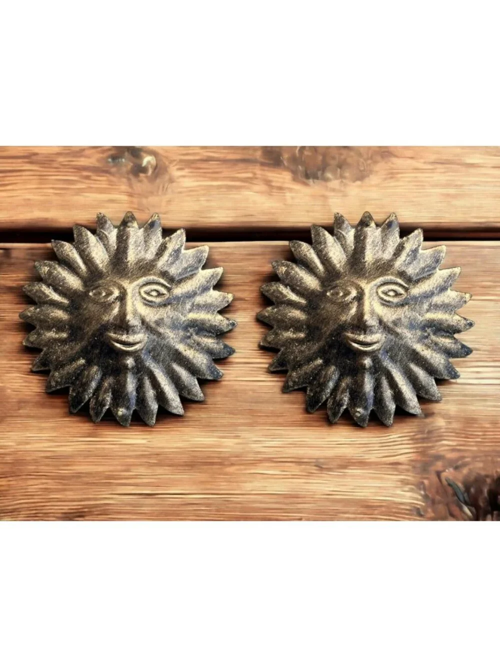 Rustic Sun Moon Star Metal Wall Art Set | 9 Piece Antique Gold Decor for Boho